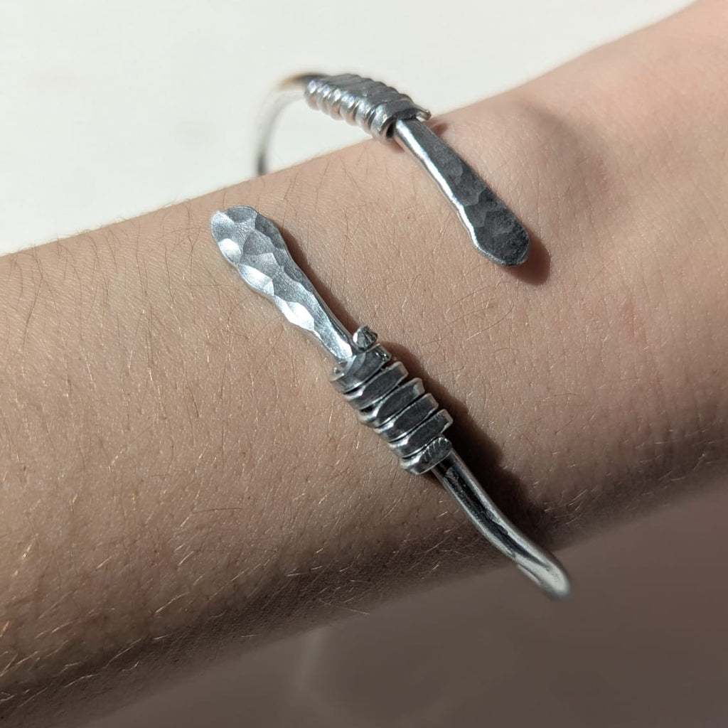 "Isla" a handmade adjustable bracelet with distinctive hammered end details.