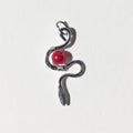 Handmade Snake Pendant Necklace – Hammered Aluminum Wire Snake Charm with Custom Bead | Adjustable Stainless Steel Chain