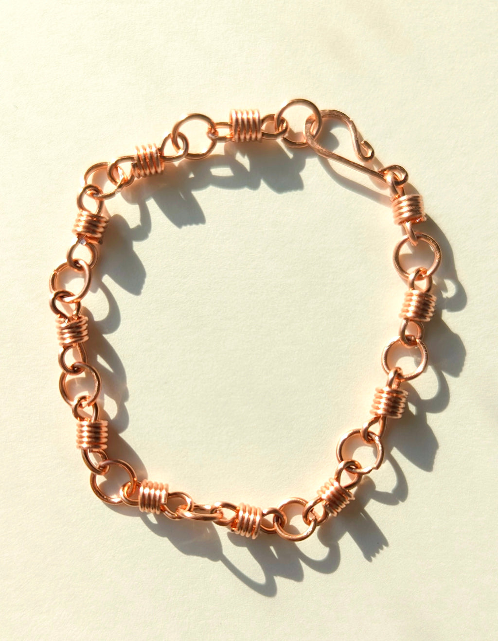 Handmade Adjustable Bracelet “Colbie” – Twisted,organic wire wrapped Chain Design in Copper, Brass & Silver